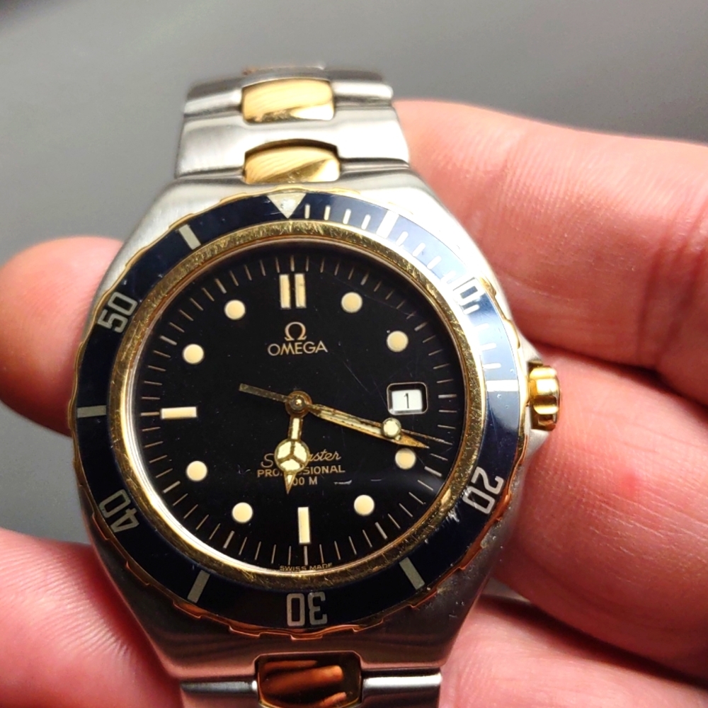 Vintage two tone, 18k gold plate and stainless steel Omega Seamaster